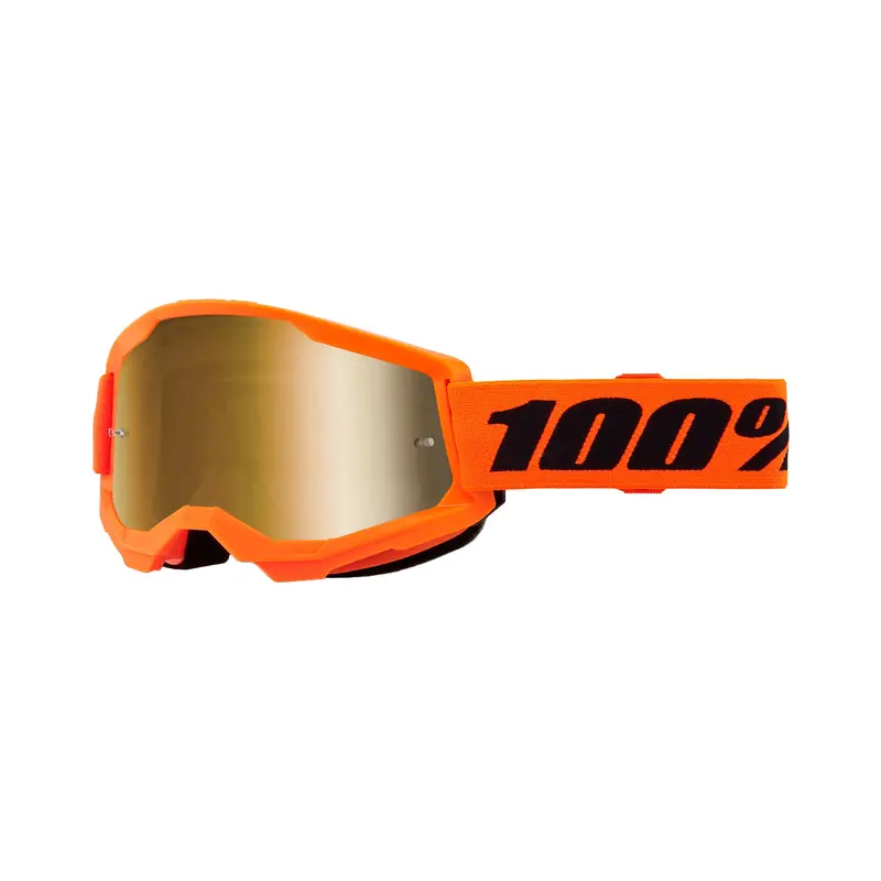 100% Strata 2 Goggles – Neon Orange Mirror With Gold Lens – #610-5235 1