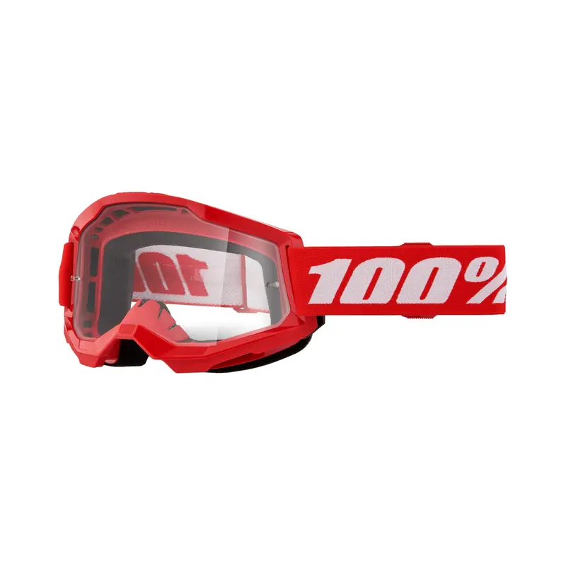 100% Strata 2 Goggles – Red Frame With Clear Lens – #610-5226 1