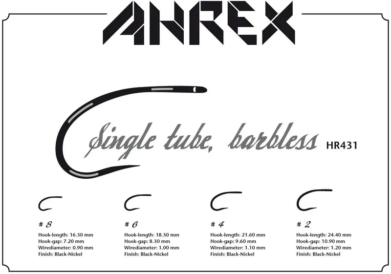 Ahrex Hr431 Barbless Tube Fly Hook – Single Point 1