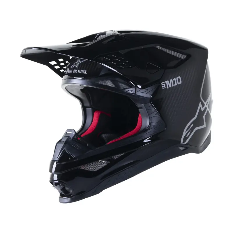 Alpinestars Supertech S-M10 Helmet – Glossy Black With Carbon Finish, Medium 1