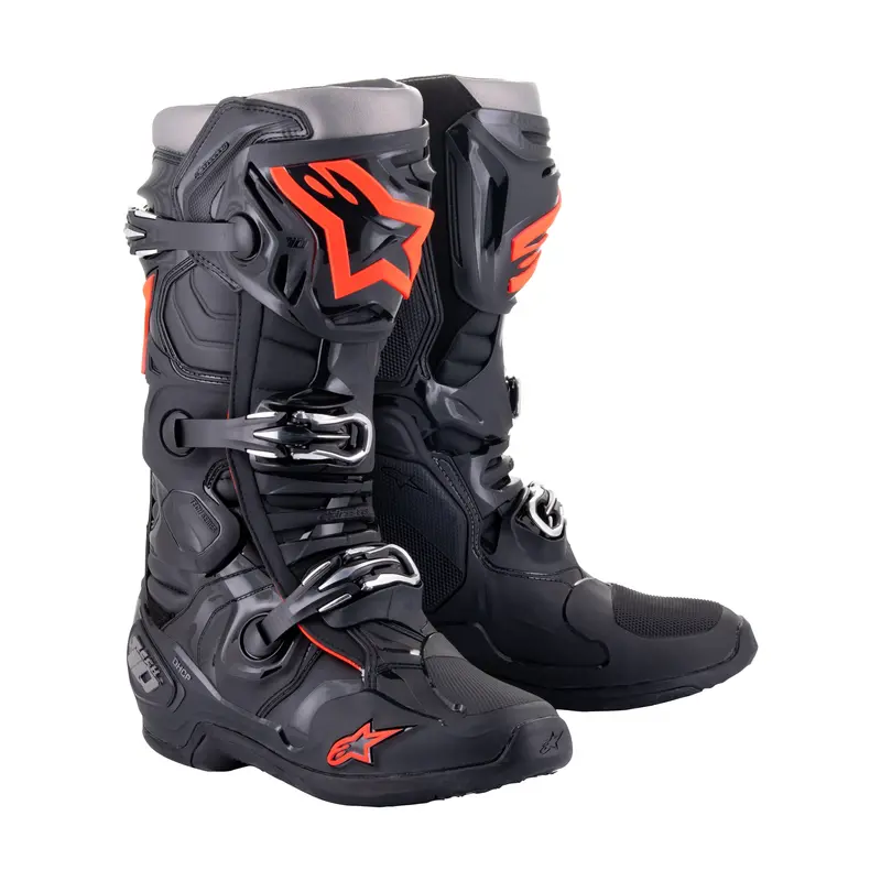 Alpinestars Tech 10 Boots – Black/Fluorescent Red, Size 7 1