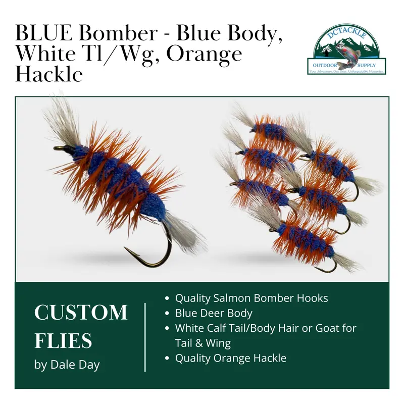 Blue-Body Deer Hair Bomber Dry Fly With Orange Hackle For Atlantic Salmon 1