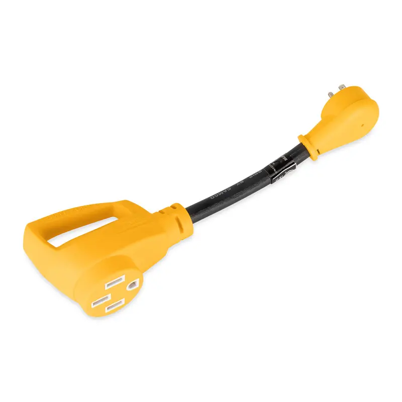 Camco Powergrip 12-Inch Dogbone Adapter – 15A To 50A, 125V Rv Power Cord 1