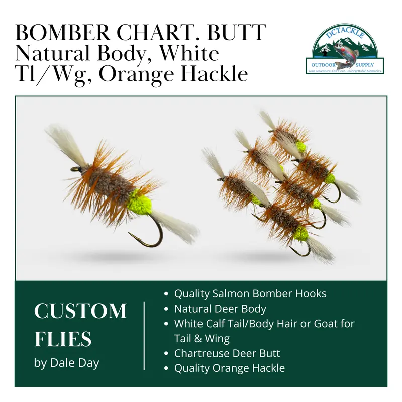 Chartreuse-Butt Deer Hair Bomber Dry Fly For Atlantic Salmon 1