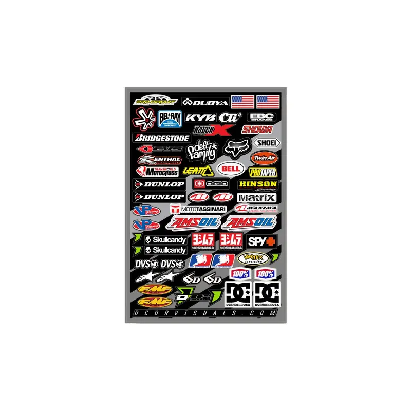 D-Cor Universal Decal Sheet – 12" X 18", Assorted Motocross Logos 1