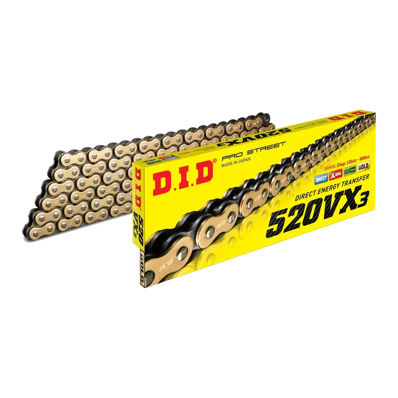 D.I.D. 520Vx3 Gold O-Ring Chain - 120 Links, Heavy-Duty Motorcycle Drive Chain 1
