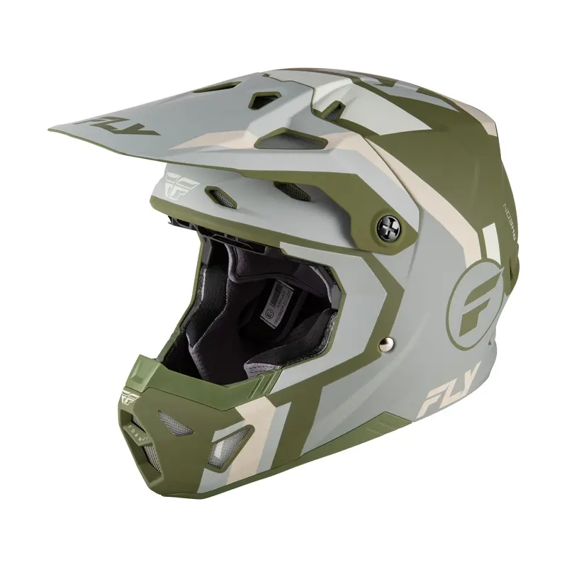 Fly Racing Formula Cp Seal Helmet – Matte Stone, Khaki & Olive Camo Finish 1