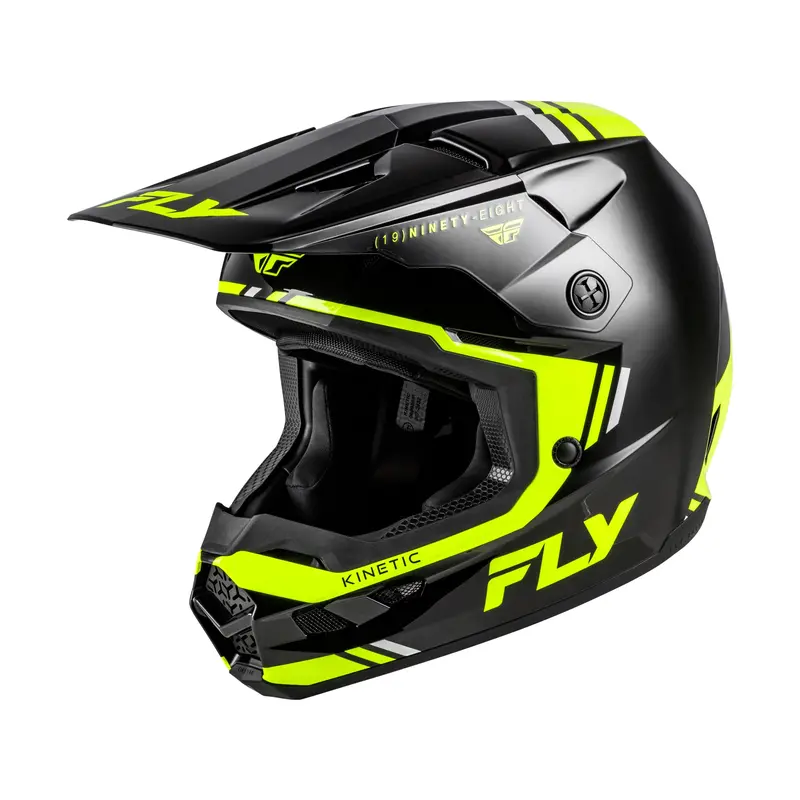 Fly Racing Kinetic Verdict Helmet – Black Base With Hi-Vis Yellow & Grey Accents 1