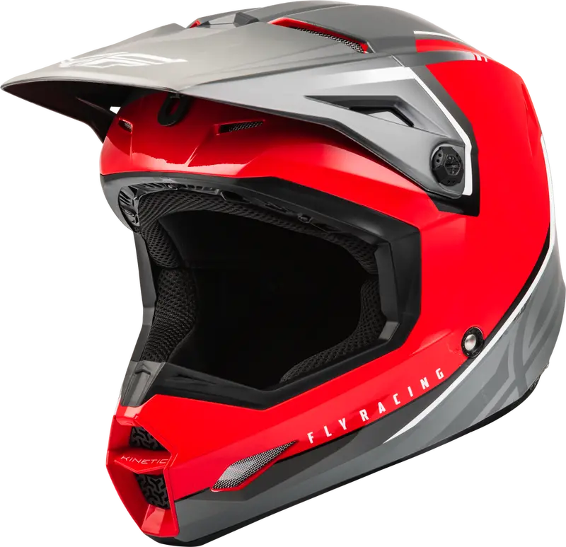 Fly Racing Kinetic Vision Youth Helmet – Red And Grey Colorway 1