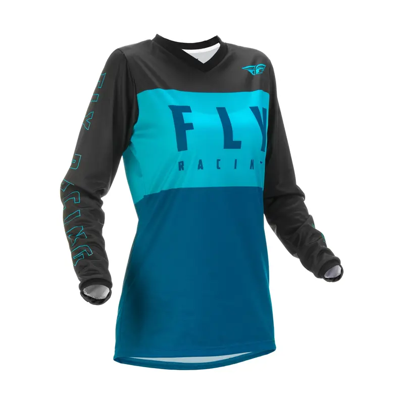 Fly Racing Women’S F-16 Jersey – Aqua, Dark Teal, And Black 1