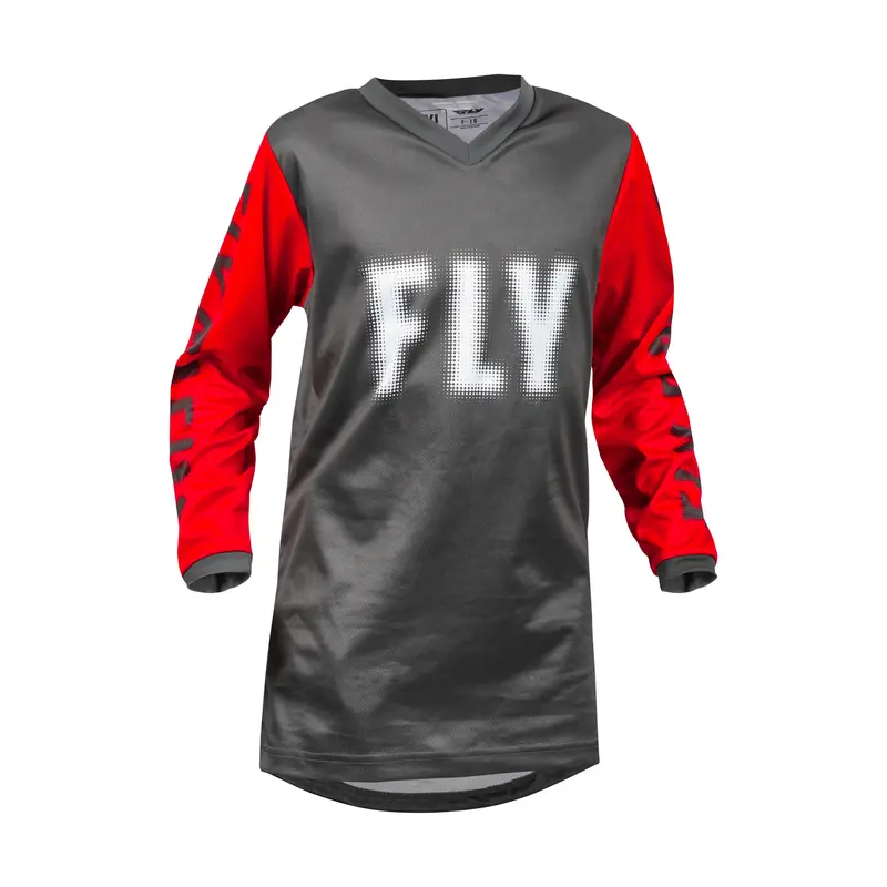 Fly Racing Youth F-16 Motocross Jersey – Grey And Red 1