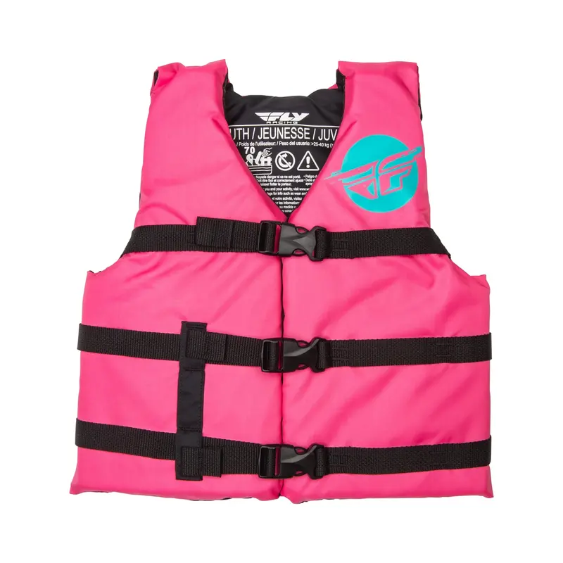 Fly Racing Youth Neon Pink & Teal Flotation Vest – Lightweight Water Safety Gear 1