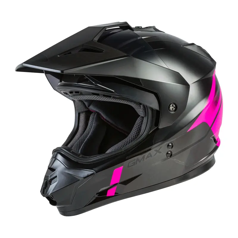 Gmax Gm-11 Scud Dual-Sport Helmet – Black/Pink/Grey, Medium 1