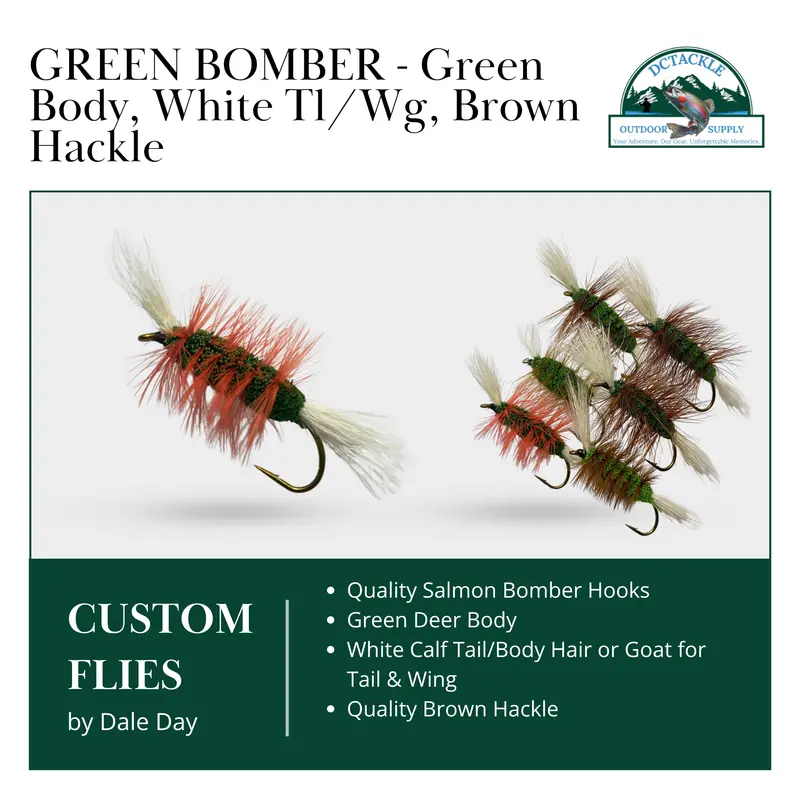 Green Deer Hair Bomber Dry Fly With Brown Hackle For Atlantic Salmon 1