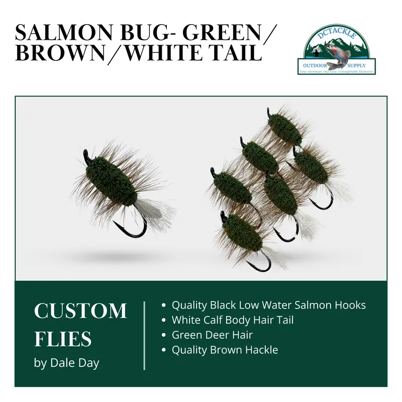 Green Salmon Bug With White Tail And Brown Hackle 1