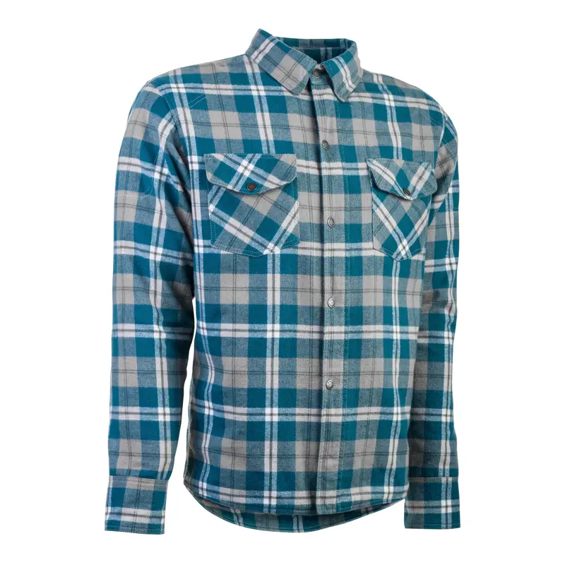 Highway 21 Marksman Flannel Shirt – Grey And Blue Plaid (Large) 1