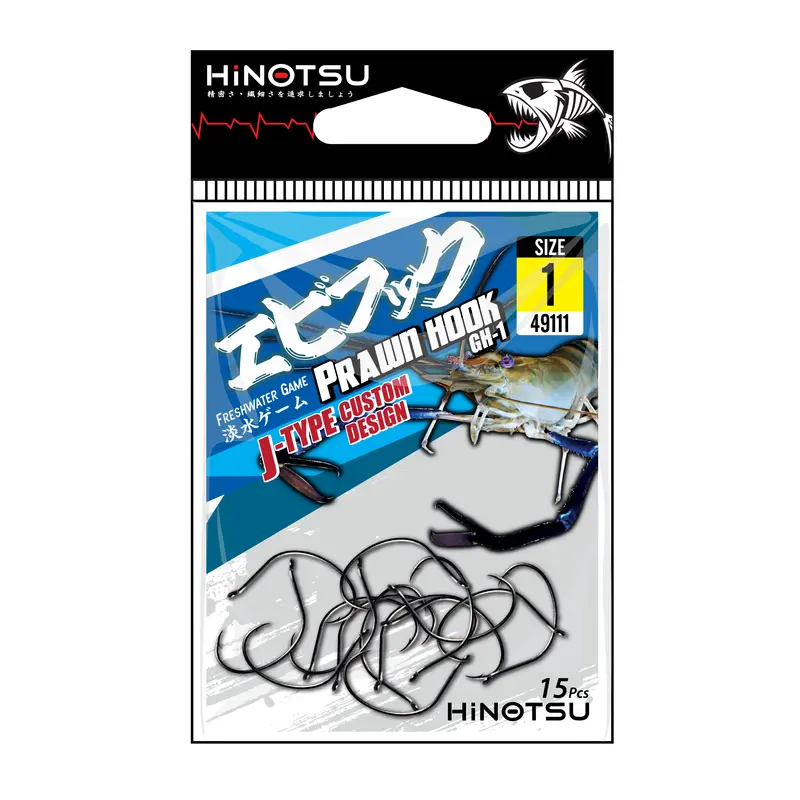 Hinotsu 4911 Gh-1 J-Shape Prawn Hook Series 1