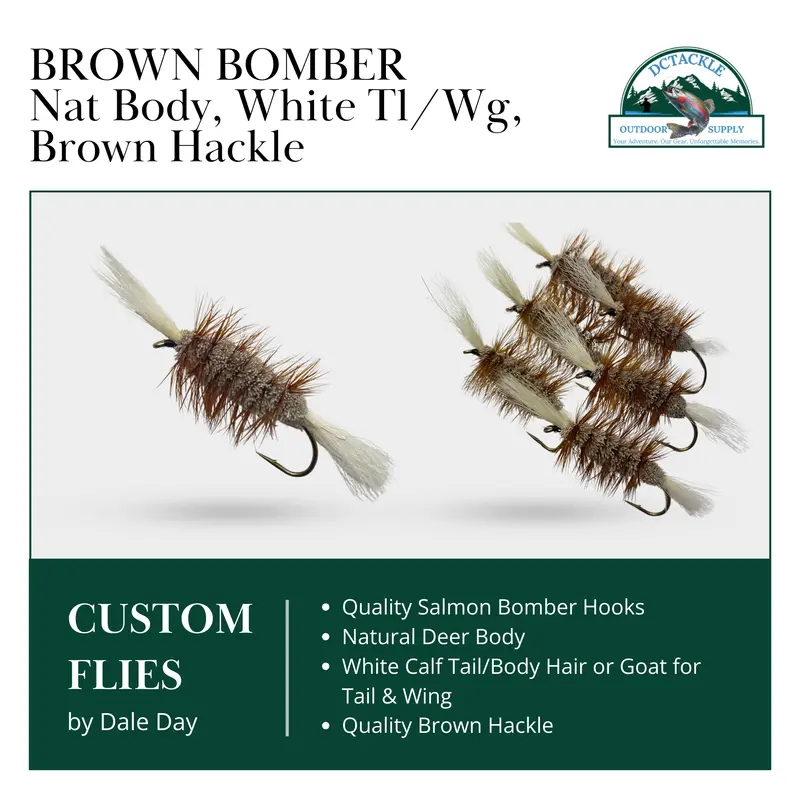 Natural-Body Deer Hair Bomber Dry Fly With Brown Hackle For Atlantic Salmon 1
