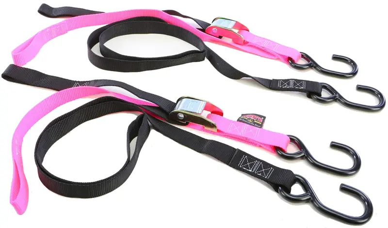Powertye 1-Inch X 6-Foot Pink-And-Black S-Hook Tie-Down Strap 1