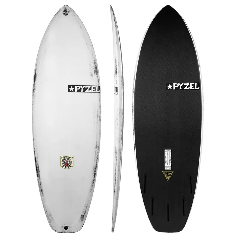 Pyzel White Tiger Surfboard – Matte White Deck Design 1