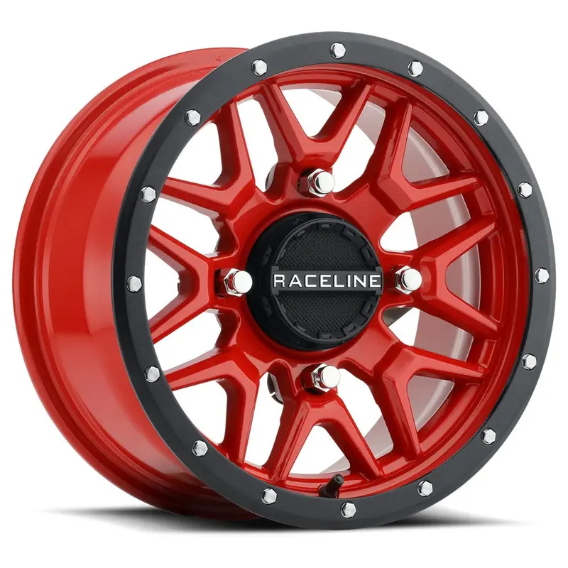 Raceline Krank 14X7 Black & Red Wheel – 4/156 Bolt Pattern, 5+2 Offset (+10Mm) – Model 570-1677 1