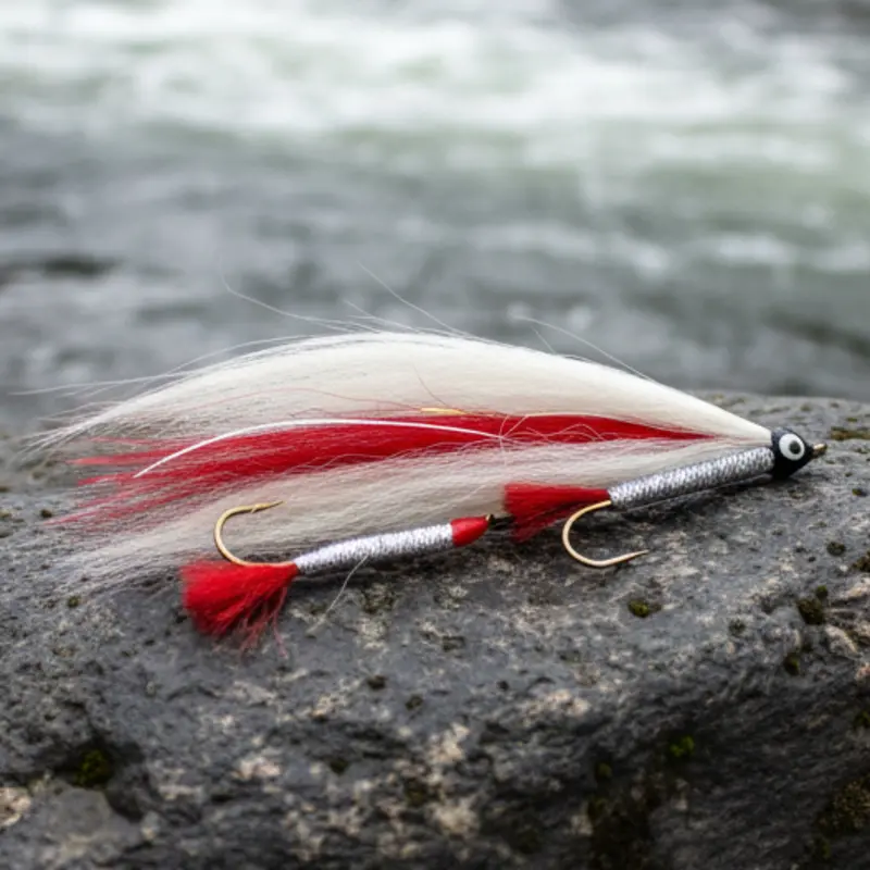 Red And White Tandem Streamer Fly – Hairwing Construction 1