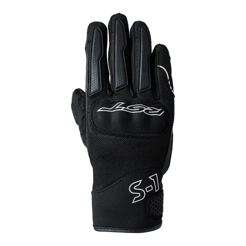 Rst S1 Mesh Ce-Certified Motorcycle Gloves In Black, Black, And White – Double Extra Large 1