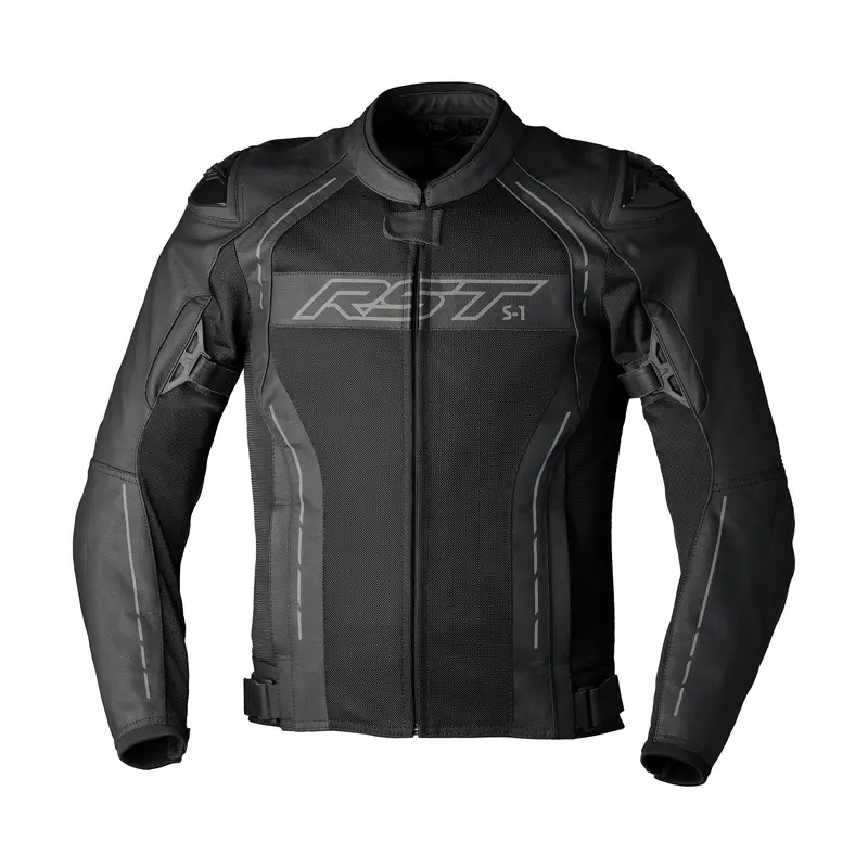 Rst S1 Mesh Ce-Certified Motorcycle Jacket In Black Leather And Black Mesh – Medium 1