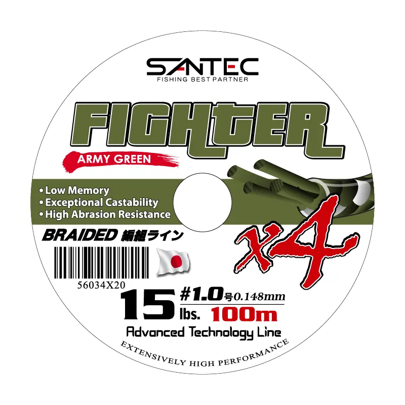 Santec 4X Fighter Braided Fishing Line – 100M Apple Green Spool 1
