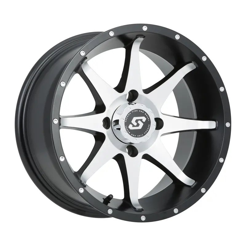 Sedona Storm Wheel – 14X7 Inches, 4/156 Bolt Pattern, 4+3 Offset (+5Mm), Black With Machined Face (Model #570-1170) 1
