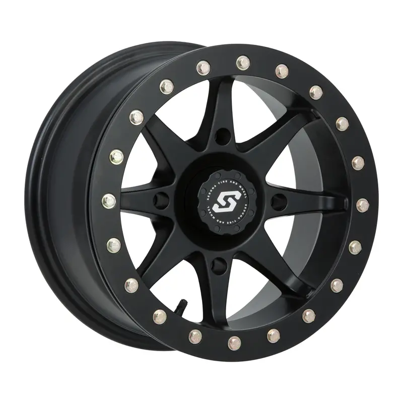 Sedona Storm Wheel – 14X7 Inches, 4/156 Bolt Pattern, 4+3 Offset (+5Mm), Gloss Black Finish (Model #570-1179) 1