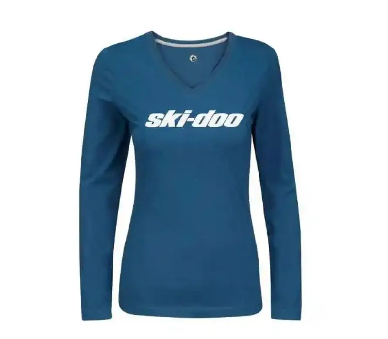 Ski-Doo Women’S Signature Long-Sleeve Tee – Blue-Teal Graphic Top 1