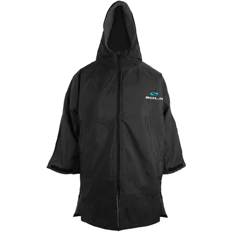 Sola Adult Waterproof Changing Coat – Black/Blue Insulated Towel Robe 1