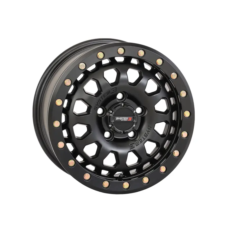 System 3 Sb6 Matte Black Beadlock Wheel – 15X7", 6+1 Offset (+50Mm), 5-Lug 4.5" Pattern (3-156545) 1