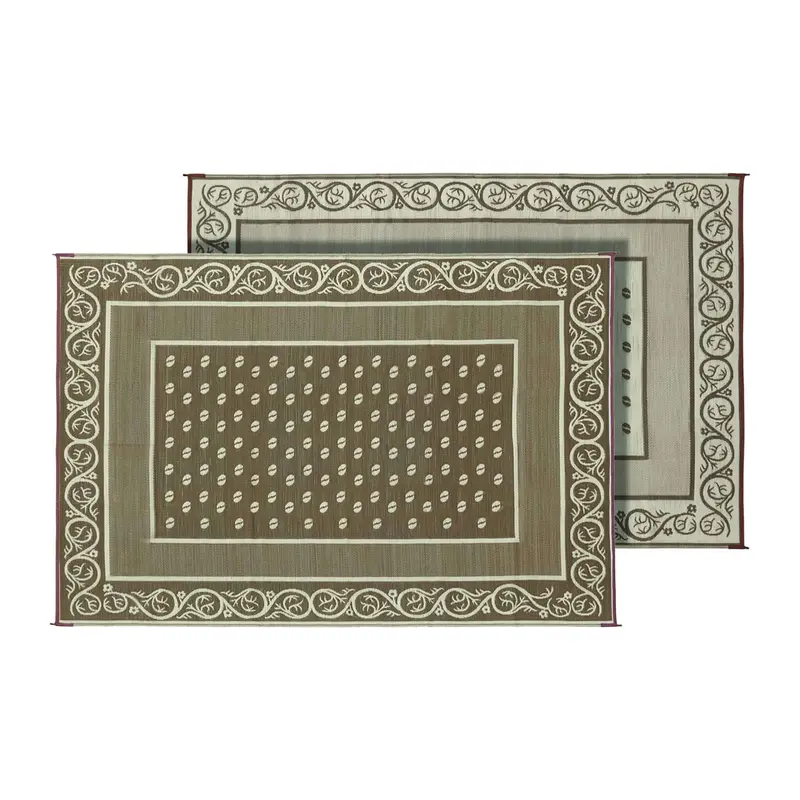 Vineyard-Themed Outdoor Patio Mat – Beige 9' X 6' Rug 1